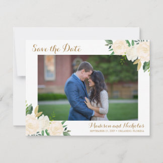Foto "Gold und Weiße Blume" Speichern Sie die Datu Save The Date