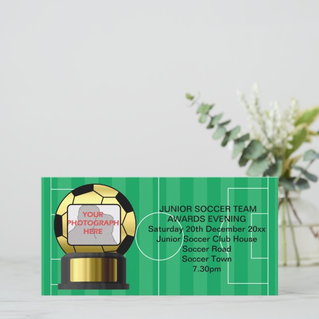 Foto Golden Soccer Award Einladung Fotokarte (Stehend Vorderseite)