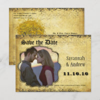 Foto Goldenes Gelbes Herz Blatt Baum Save the Date