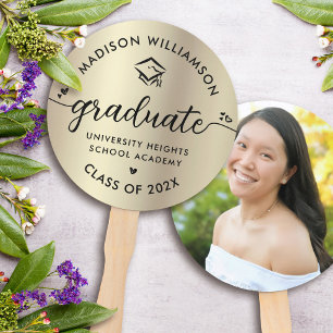 Foto Goldfolie Abschluss schwarze Schrift Herzen K Fächer