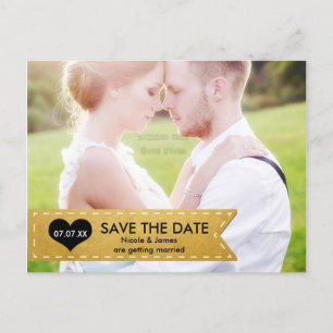 Foto Goldfolie Chic Banner SAVE THE DATE Postkarte