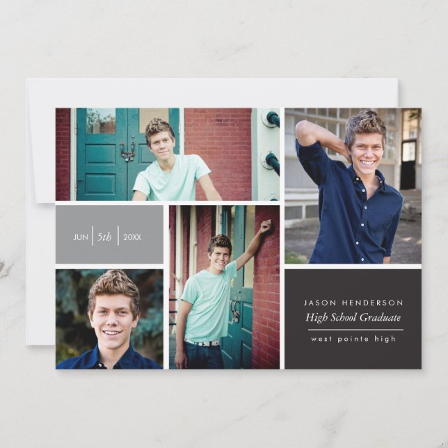 Foto-Grad-Ankündigung für Farbblöcke Einladung (Vorderseite)