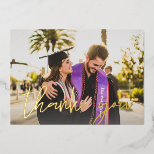 Foto Grad Hat & Chalkboard H Foil Danke Karte