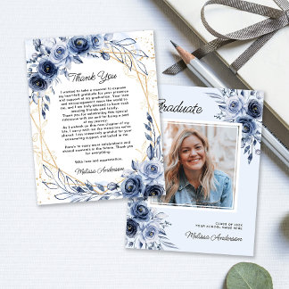 Foto Graduate Navy Blumen Danke