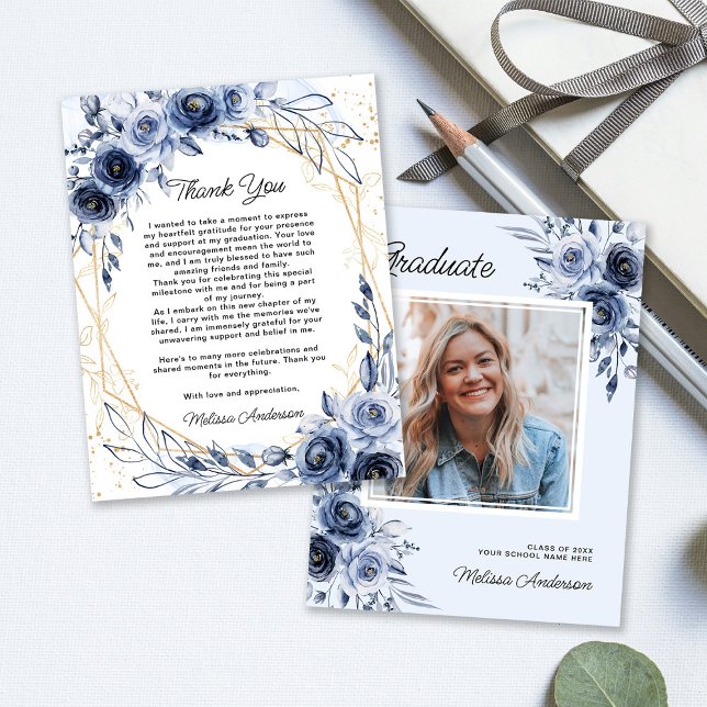 Foto Graduate Navy Blumen Danke (Von Creator hochgeladen)