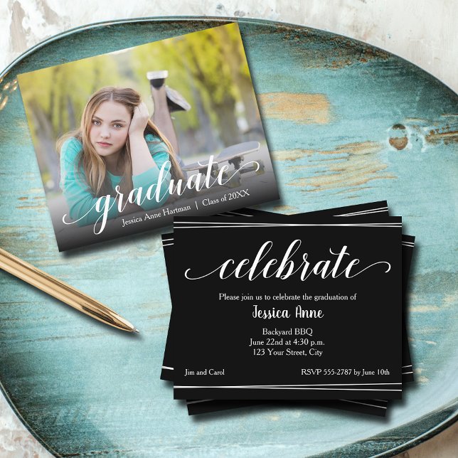 Foto Graduate Party Einladungen (Budget 4.5" x 5.6", 110 lb 
thin paper photo graduation party invitations)