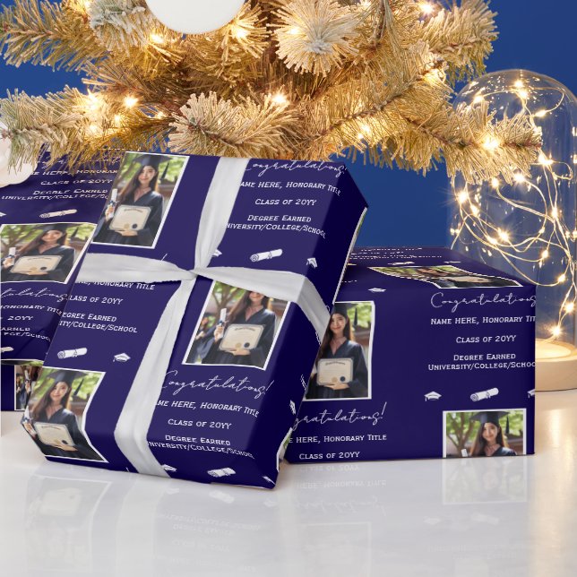 Foto Graduation Cap Diploma Herzlichen Glückwunsch Geschenkpapier (Feiertage)