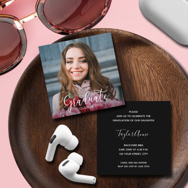 Foto Graduation Party Begleitkarte (SMALL 2.5" x 2.5" graduation invitations - hand out to friends and family,  put in announcements)