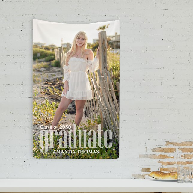 Foto Graduation Party Custom Modern Sign Banner (Von Creator hochgeladen)