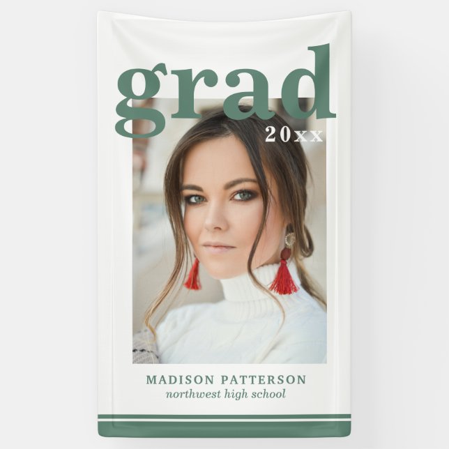 Foto Graduation Party Elegante Moderne Schrift Ban Banner (Vertikal)