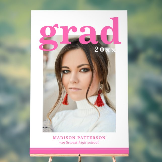 Foto Graduation Party Elegante Moderne Skripte Acrylschild (Neutral)