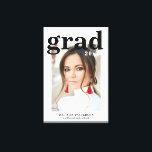 Foto Graduation Party Elegante Moderne Skripte Leinwanddruck<br><div class="desc">Foto Graduation Party Elegant Modern Script Canvas Print Art Ihr Lieblings-Foto mit dem einfachen schwarzen Text "Grad (Jahr)" und Ihren Namen und personalisierte Abschluss Details auf der Vorderseite. Perfekt für den Absolvent als Abschluss Geschenk oder Abschlussfeier Dekor. Erstellt von ©Evco Studio www.zazzle.com/store/evcostudio</div>