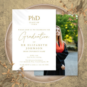 Foto Graduation Party für Gold Script Einladung