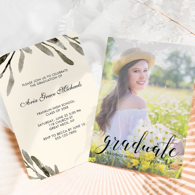 Foto Graduation Party Hübsch botanisch Einladung (Von Creator hochgeladen)