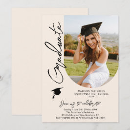 Foto Graduation Party Modernes, elegantes Skript Einladung