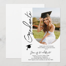 Foto Graduation Party Modernes, elegantes Skript Einladung