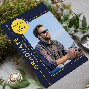 Foto Graduation Party Modernes Script blau gelb