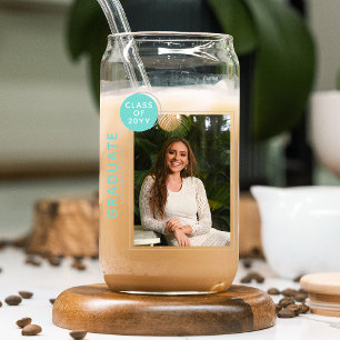 Foto Graduation Party Modernes Script Blue Silver Dosenglas