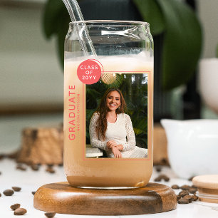 Foto Graduation Party Modernes Script Light Red Dosenglas