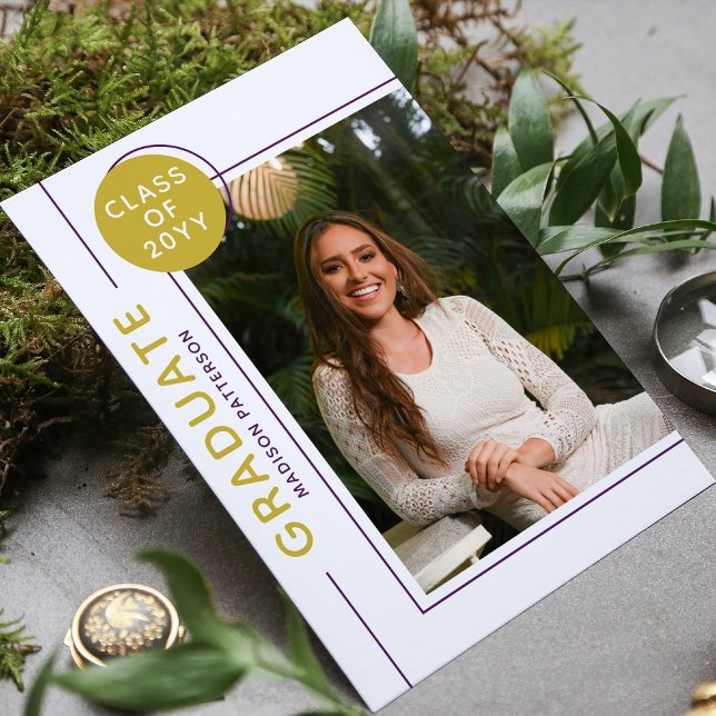 Foto Graduation Party Modernes Script Lila Gold (Von Creator hochgeladen)