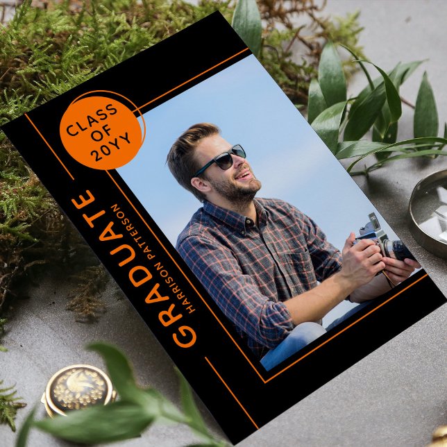 Foto Graduation Party Modernes Script Schwarz Oran (Von Creator hochgeladen)