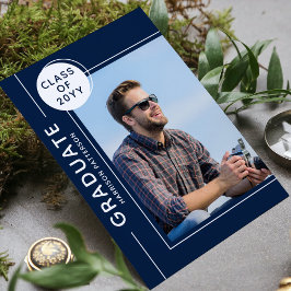 Foto Graduation Party Modernes Skript Blau Weiß