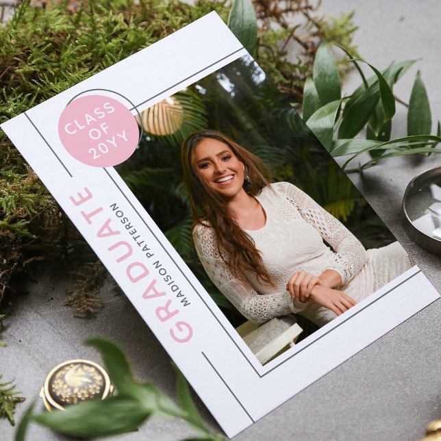 Foto Graduation Party Modernes Skript Rosa Grau (Von Creator hochgeladen)