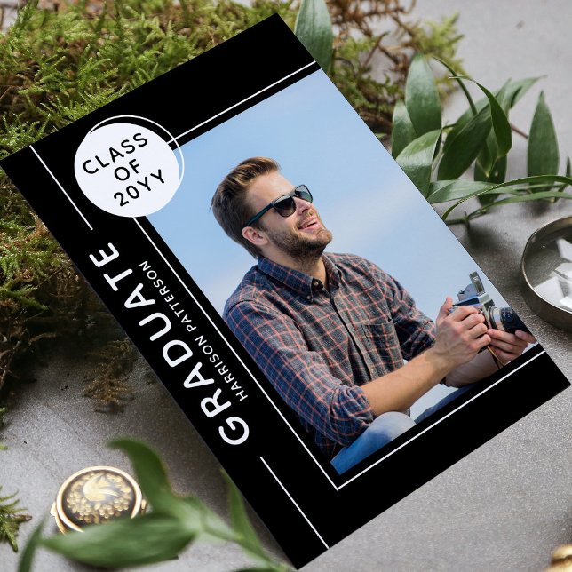 Foto Graduation Party Modernes Skript Schwarz-weiß (Von Creator hochgeladen)