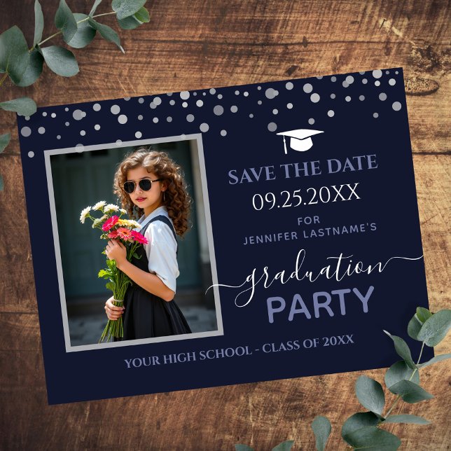 Foto Graduation Party Save the Date Einladung Postkarte (Von Creator hochgeladen)