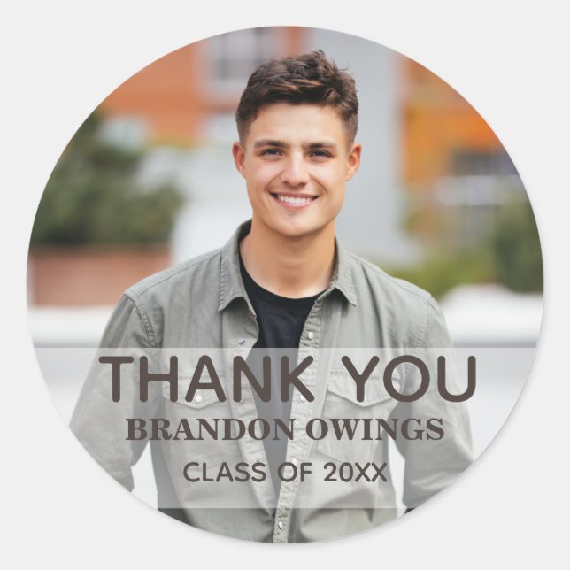 Foto Graduation Party Vielen Dank Name Jahr Klasse Runder Aufkleber (Vorderseite)
