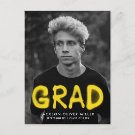 Foto-Graduationspartei für gelbes Spray Einladungspostkarte