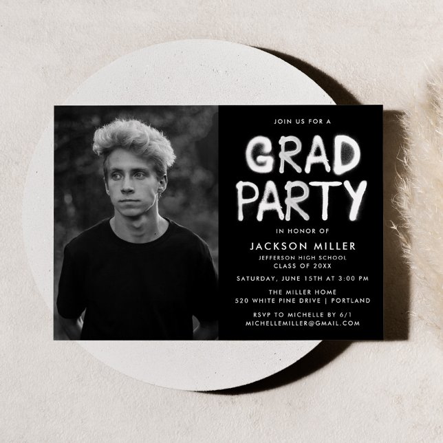 Foto-Graduationspartei für weißes Spray Einladung (Von Creator hochgeladen)