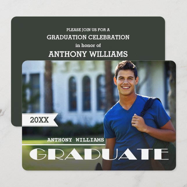 Foto-Graduierungspartei Einladung (Vorne/Hinten)