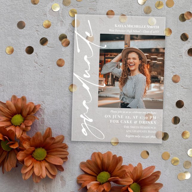 Foto-Graduierungspartei für weiße Signatur Acryleinladungen (Von Creator hochgeladen)