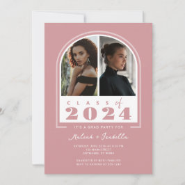 Foto-Graduierungsparty für das rosa Retro-Arch Einladung