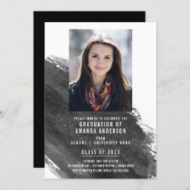 Foto-Graduierungsparty für Schwarzes Wasser Einlad Einladung