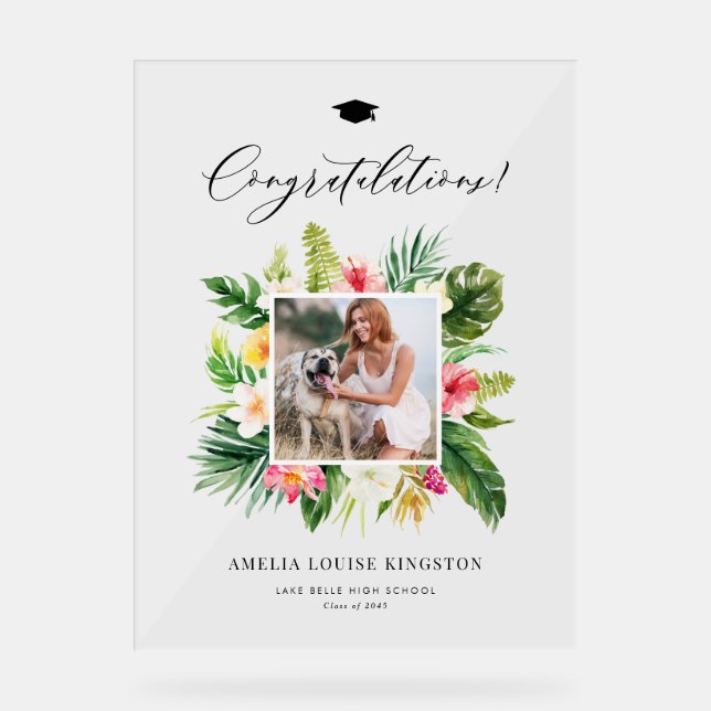 Foto-Graduierungsparty für Wasserfarben Acrylschild (Vorderseite)