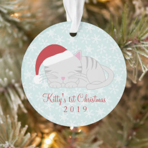 Foto Grau Katze Weihnachten Ornament