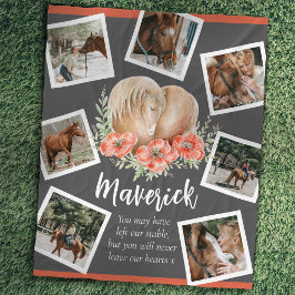 Foto graues Horse-Gedenkherz Fleecedecke