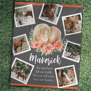 Foto graues Horse-Gedenkherz Fleecedecke