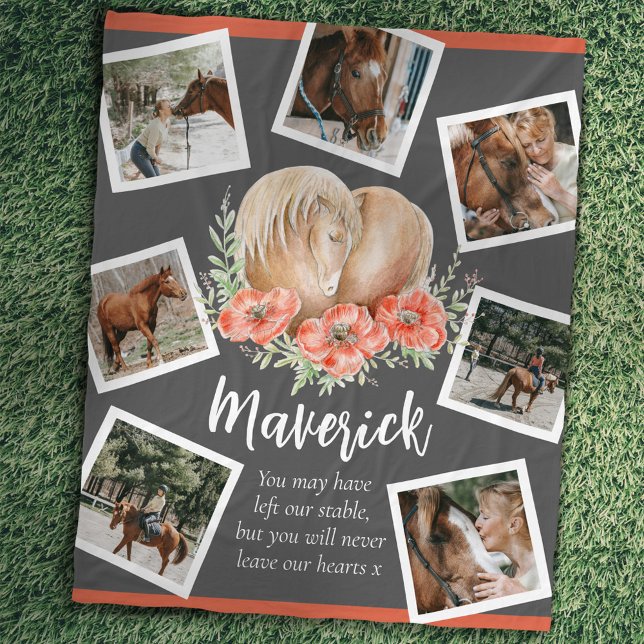 Foto graues Horse-Gedenkherz Fleecedecke (Von Creator hochgeladen)