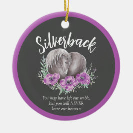 Foto graues Horse-Gedenkherz Keramik Ornament