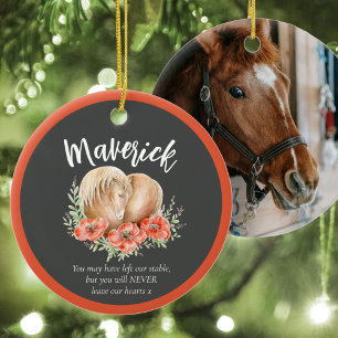 Foto graues Horse-Gedenkherz Keramik Ornament