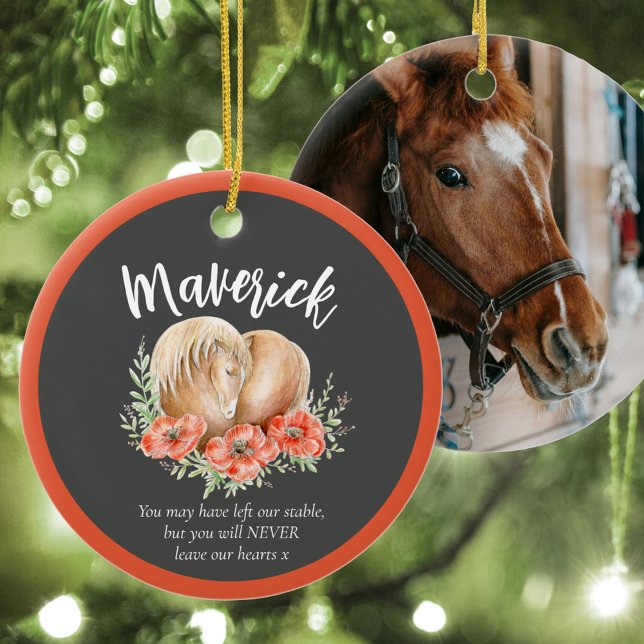 Foto graues Horse-Gedenkherz Keramik Ornament (Von Creator hochgeladen)