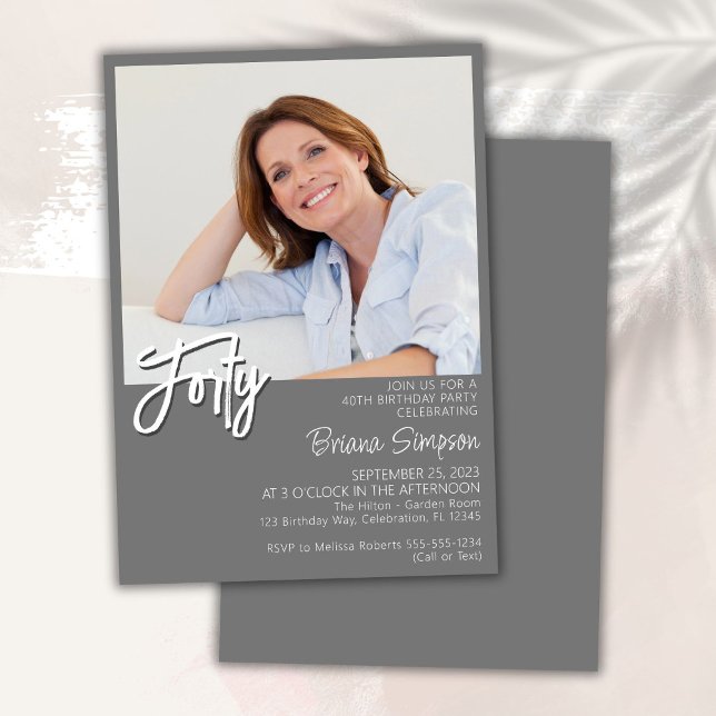 Foto Gray 40. Geburtstag Einladung (Von Creator hochgeladen)