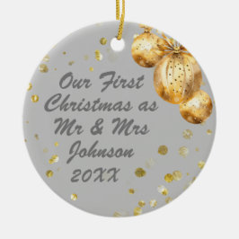 Foto Gray Gold Erster Weihnachtsmann Mrs. Keramik Ornament