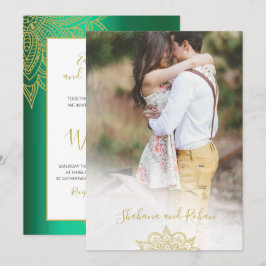 Foto Green Gold Moderne Chic Hochzeit im indischen Einladung