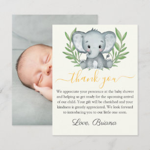 Foto Greenery Elephant Neutral Baby Dusche Einladung