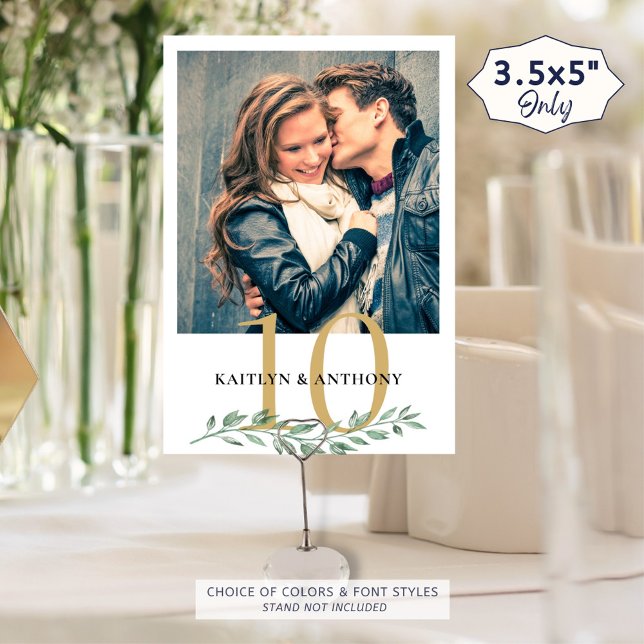 Foto Greenery Gold Wedding Tischnummer Sign (Von Creator hochgeladen)