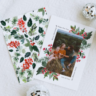 Foto Greenery Weihnachtskarte Feiertagskarte